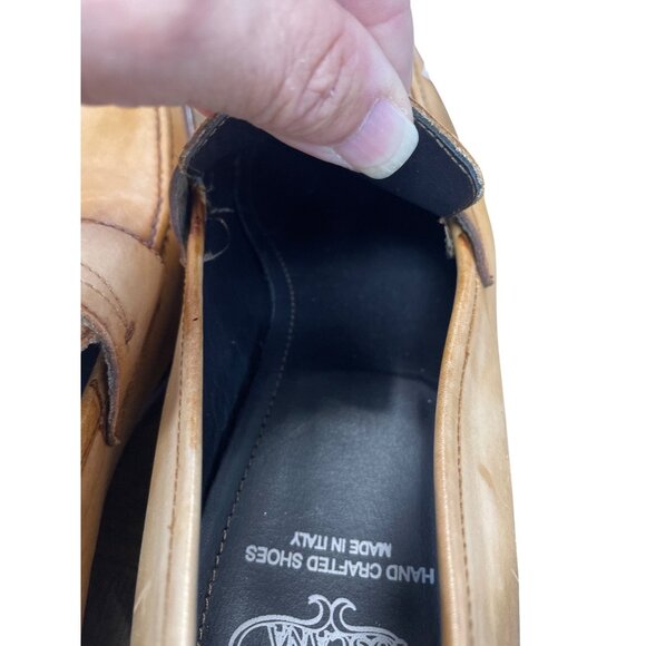 Calzoleria Toscana Handcrafted Mens Italian Leather Tan Loafers Sz 11 SKU 9479 - Picture 11 of 16